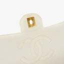 Chanel Medium Classic White Fabric Single Flap Bag With 24K Gold-Plated Hardware