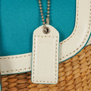 Coach Woven And White Leather Handbag