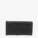 Chanel Large Gusset Black Caviar Quilted Flap Wallet