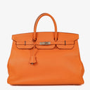 Hermès Birkin 40 In Orange Clemence With Palladium Hardware