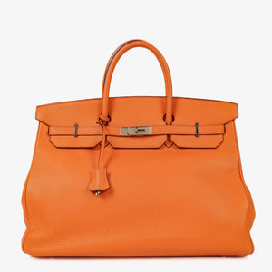 Hermès Birkin 40 In Orange Clemence With Palladium Hardware