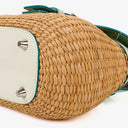 Coach Woven And White Leather Handbag
