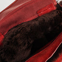 Chanel Suede Shearling Fur Red Handbag