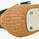 Coach Woven And White Leather Handbag