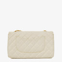 Chanel Medium Classic White Fabric Single Flap Bag With 24K Gold-Plated Hardware