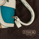 Coach Woven And White Leather Handbag