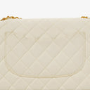 Chanel Medium Classic White Fabric Single Flap Bag With 24K Gold-Plated Hardware