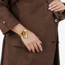 Hermes Kelly Brown Courchevel Leather Gold Plated Watch
