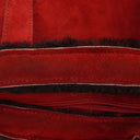 Chanel Suede Shearling Fur Red Handbag