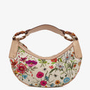 Gucci Canvas Floral Flora Bamboo Ring Hobo Bag