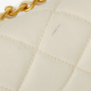 Chanel Medium Classic White Fabric Single Flap Bag With 24K Gold-Plated Hardware