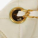 Chanel Medium Classic White Fabric Single Flap Bag With 24K Gold-Plated Hardware