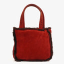 Chanel Suede Shearling Fur Red Handbag