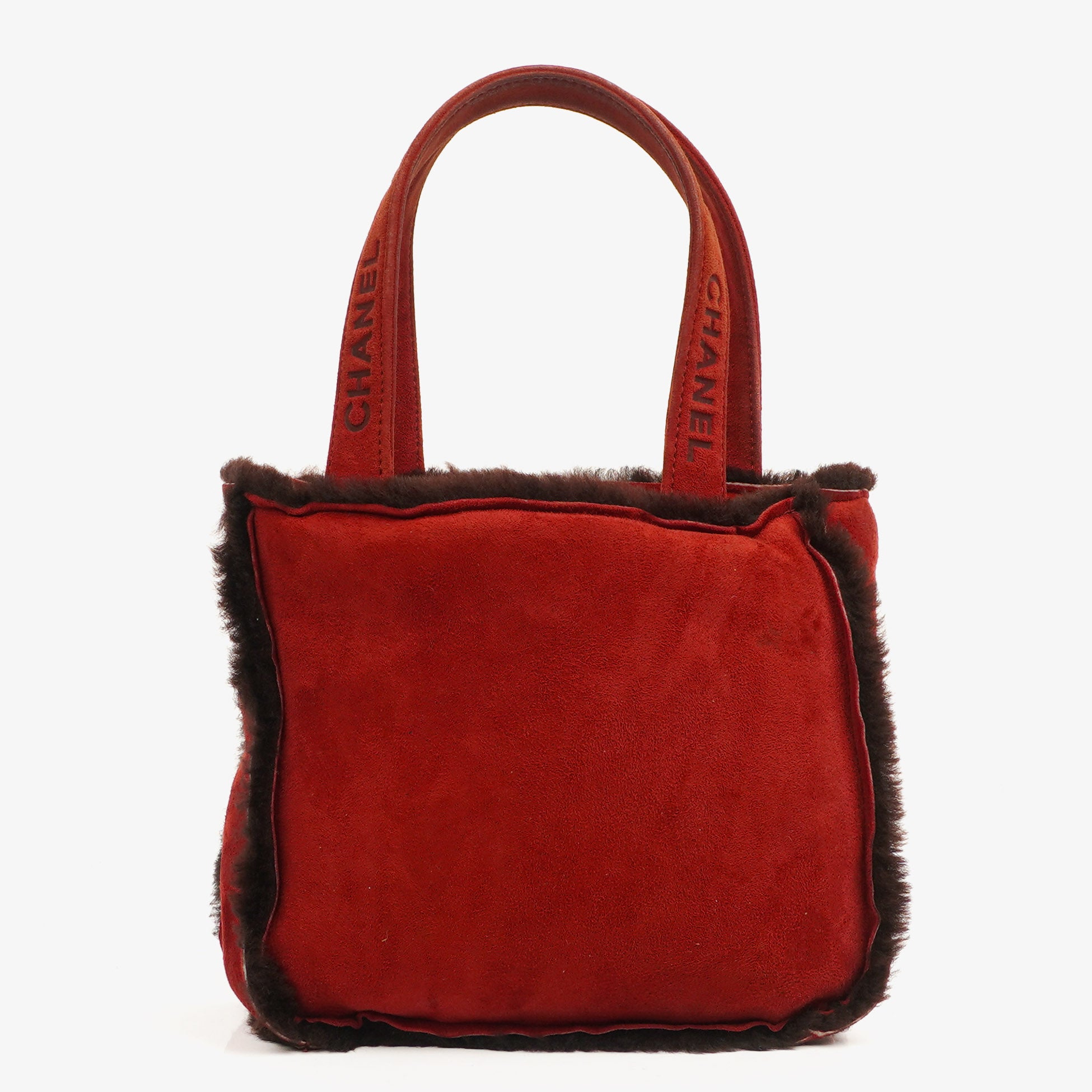 Chanel Wildleder Lammfell Rote Handtasche