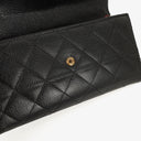 Chanel Large Gusset Black Caviar Quilted Flap Wallet
