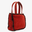 Chanel Suede Shearling Fur Red Handbag