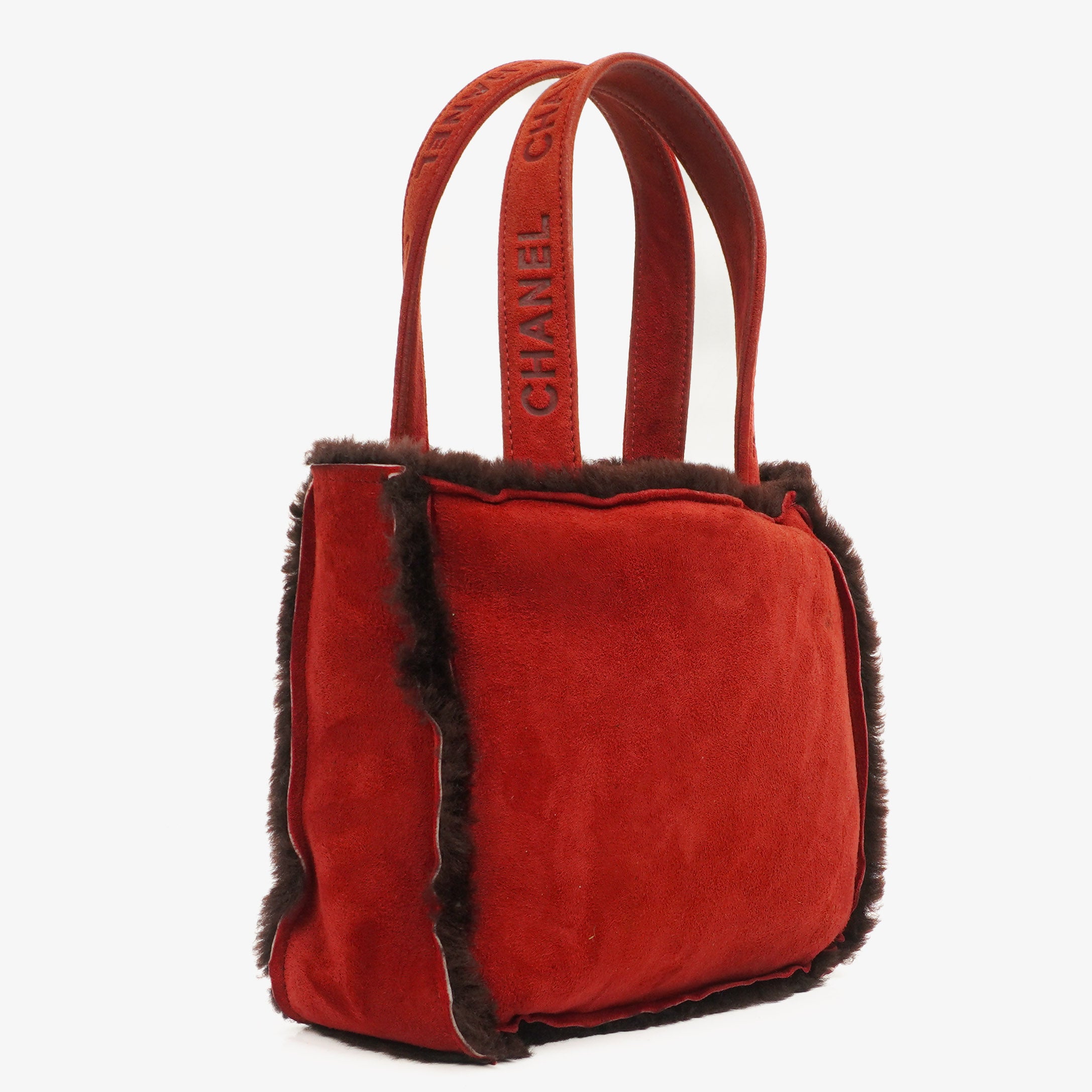Chanel Wildleder Lammfell Rote Handtasche