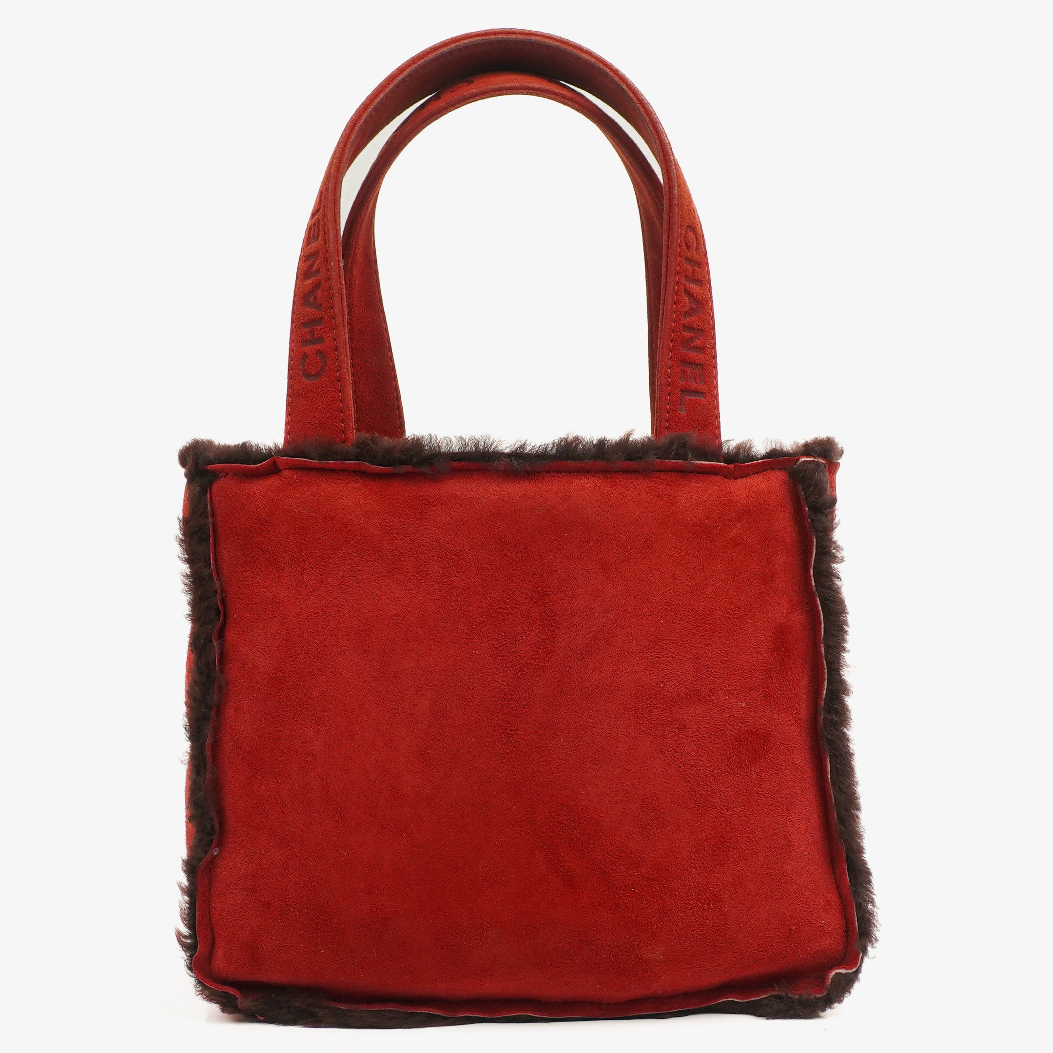 Chanel Wildleder Lammfell Rote Handtasche