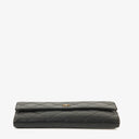 Chanel Large Gusset Black Caviar Quilted Flap Wallet