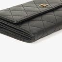 Chanel Large Gusset Black Caviar Quilted Flap Wallet