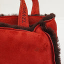 Chanel Suede Shearling Fur Red Handbag