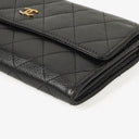 Chanel Large Gusset Black Caviar Quilted Flap Wallet