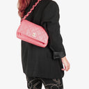 Chanel Pink SIngle Flap Bag Quilted Leather With Champaigne Gold-Tone Hardware