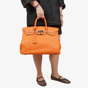 Hermès Birkin 40 In Orange Clemence With Palladium Hardware