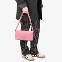 Chanel Pink SIngle Flap Bag Quilted Leather With Champaigne Gold-Tone Hardware
