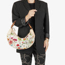 Gucci Canvas Floral Flora Bamboo Ring Hobo Bag