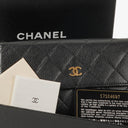 Chanel Large Gusset Black Caviar Quilted Flap Wallet