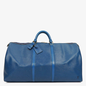 Louis Vuitton Keepall 60 Blue EPI Leather Travel Bag