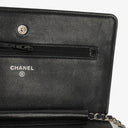 Chanel Black Patent Leather Quilted Wallet On Chain Bag