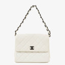 Chanel White Quilted Lambskin Plastic Hardware Shouder Bag