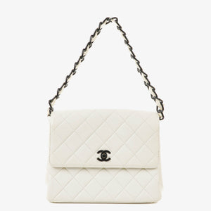 Chanel White Quilted Lambskin Plastic Hardware Shouder Bag