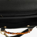 Gucci Black Vintage Suede Bamboo Tote