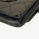 Chanel Black Patent Leather Quilted Wallet On Chain Bag