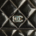 Chanel Black Patent Leather Quilted Wallet On Chain Bag