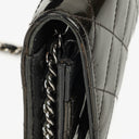 Chanel Black Patent Leather Quilted Wallet On Chain Bag