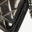 Chanel Black Patent Leather Quilted Wallet On Chain Bag