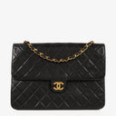 Chanel Medium Classic Single Flap Bag Black Quilted Lambskin With 24K Gold-Plated Hardware