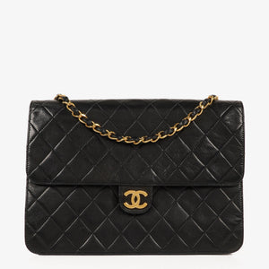 Chanel Medium Classic Single Flap Bag Black Quilted Lambskin With 24K Gold-Plated Hardware