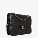Chanel Medium Classic Single Flap Bag Black Quilted Lambskin With 24K Gold-Plated Hardware