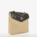 Chanel Bi-Color Black/Beige Quilted Lambskin Flap Bag