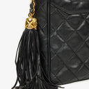 Chanel Vintage Camera Tassel Bag CC Front Pocket Black Quilted Lambskin