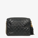 Chanel Vintage Camera Tassel Bag CC Front Pocket Black Quilted Lambskin