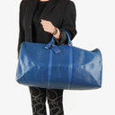 Louis Vuitton Keepall 60 Blue EPI Leather Travel Bag