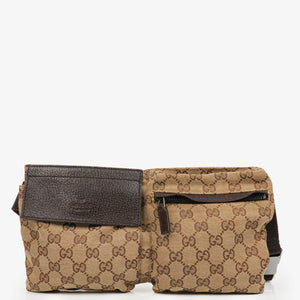 Gucci GG Beige/Brown Monogram Canvas Belt Bag