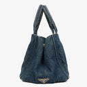 Prada Avio Denim Logo Tote Bag