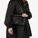 Chanel Vintage Medium Timeless Classic Double Flap Bag Black Quilted Lambskin 24K Gold-Plated Hardware And Mademoiselle Chain